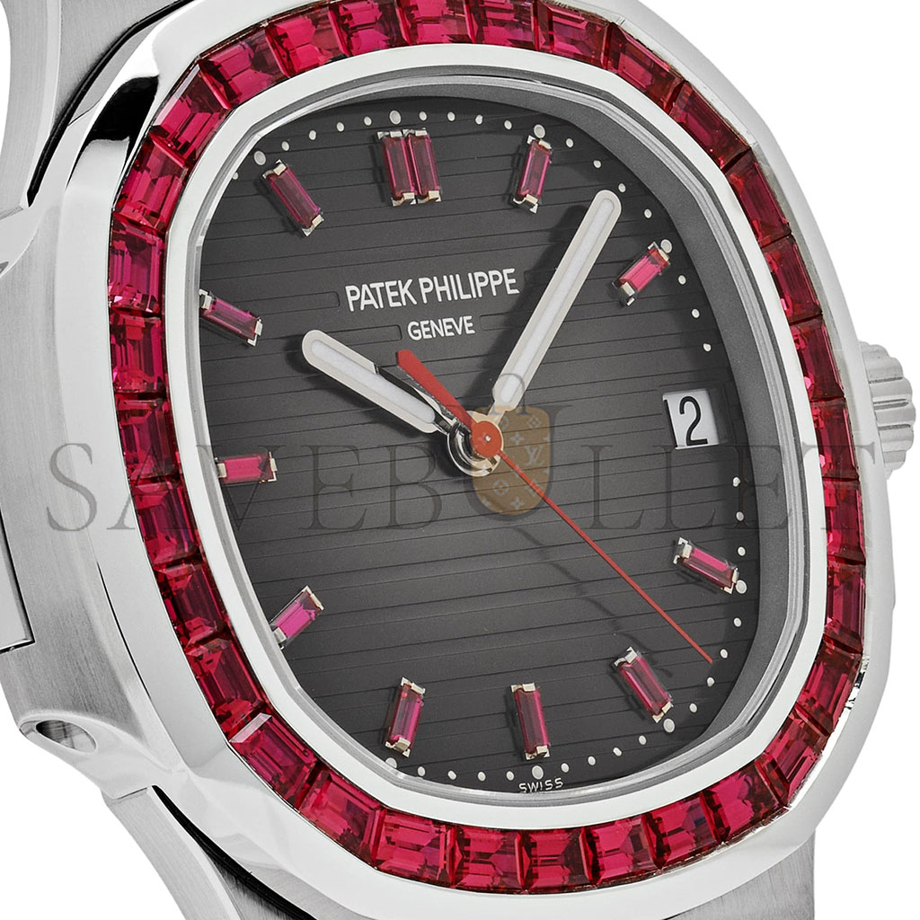 PATEK PHILIPPE NAUTILUS PLATINUM GREY DIAL RUBY BEZEL 5711/112P-001 PATEK PHILIPPE NAUTILUS PLATINUM GREY DIAL RUBY BEZEL 5711/112P-001